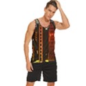 Sci-fi Futuristic Science Fiction City Neon Scene Artistic Technology Machine Fantasy Gothic Town Bu Men s Wide Collar Tank Top View3
