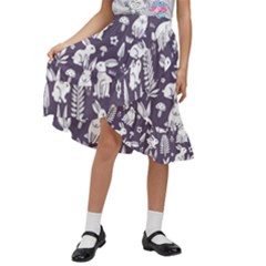 Easter Bunny Pattern Kids  Ruffle Flared Wrap Midi Skirt by Valentinaart