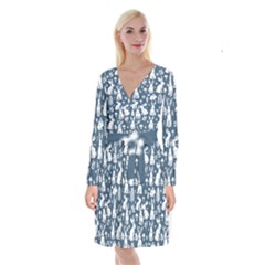 Easter Bunny Pattern Long Sleeve Velvet Front Wrap Dress by Valentinaart