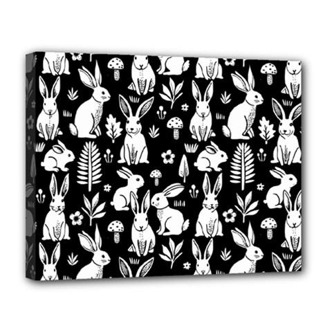 Easter Bunny Pattern Canvas 14  X 11  (stretched) by Valentinaart
