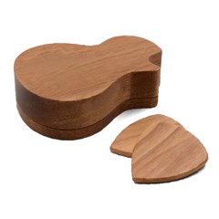 Guitar Shape Wood Guitar Pick Holder Case And Picks Set Icon