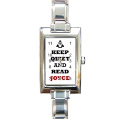 Keep Quiet And Read Joyce Black Rectangular Italian Charm Watch by readmeatee