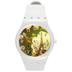 Floral Eiffel Tower Vintage French Paris Plastic Sport Watch (medium) by chicelegantboutique