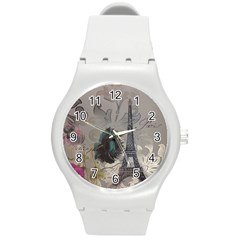 Floral Vintage Paris Eiffel Tower Art Plastic Sport Watch (medium) by chicelegantboutique