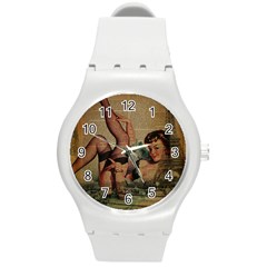 Vintage Newspaper Print Sexy Hot Pin Up Girl Paris Eiffel Tower Plastic Sport Watch (medium) by chicelegantboutique