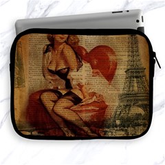 Vintage Newspaper Print Sexy Hot Gil Elvgren Pin Up Girl Paris Eiffel Tower Apple Ipad 2/3/4 Zipper Case by chicelegantboutique