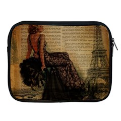 Elegant Evening Gown Lady Vintage Newspaper Print Pin Up Girl Paris Eiffel Tower Apple Ipad 2/3/4 Zipper Case by chicelegantboutique