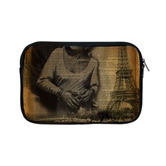 Romantic Kissing Couple Love Vintage Paris Eiffel Tower Apple Ipad Mini Zipper Case by chicelegantboutique