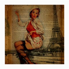  Vintage Newspaper Print Pin Up Girl Paris Eiffel Tower Funny Vintage Retro Nurse  Glasses Cloth (medium) by chicelegantboutique