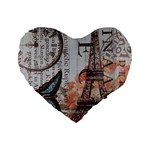 Vintage Clock Blue Butterfly Paris Eiffel Tower Fashion 16  Premium Heart Shape Cushion  Front