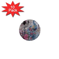 French Vintage Chandelier Blue Peacock Floral Paris Decor 1  Mini Button (10 Pack) by chicelegantboutique