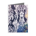 Damask French Scripts  Purple Peacock Floral Paris Decor Mini Greeting Card (8 Pack) Right