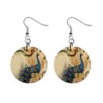 Victorian Swirls Peacock Floral Paris Decor Mini Button Earrings Front