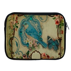 Victorian Girly Blue Bird Vintage Damask Floral Paris Eiffel Tower Apple Ipad 2/3/4 Zipper Case