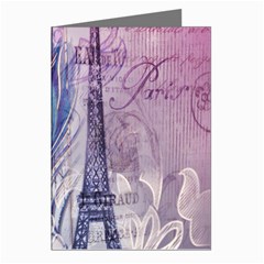 Peacock Feather White Rose Paris Eiffel Tower Greeting Card (8 Pack) by chicelegantboutique