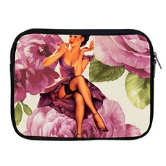 Cute Purple Dress Pin Up Girl Pink Rose Floral Art Apple Ipad 2/3/4 Zipper Case by chicelegantboutique