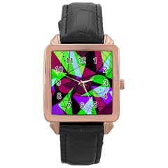 Modern Art Rose Gold Leather Watch  by Siebenhuehner