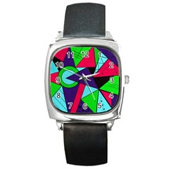 Modern Art Square Leather Watch by Siebenhuehner