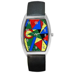 Modern Art Tonneau Leather Watch by Siebenhuehner