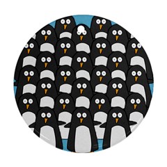 Penguin Group Round Ornament (two Sides) by PaolAllen