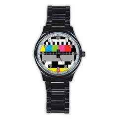 Test Pattern Sport Metal Watch (black) by Contest1753604