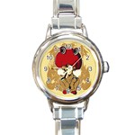 Flan Round Italian Charm Watch Front