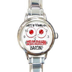 Whats Shakin Bacon? Round Italian Charm Watch by Contest1804625