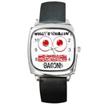 Whats Shakin Bacon? Square Leather Watch Front