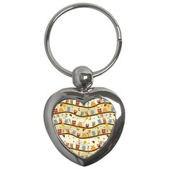 Autumn Owls Key Chain (heart) by Ancello