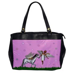 Fairy In A Grass Field And Sparkles Oversize Office Handbag (one Side) by goldenjackal