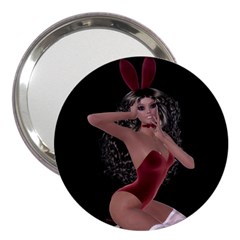 Miss Bunny In Red Lingerie 3  Handbag Mirror