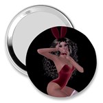 Miss Bunny In Red Lingerie 3  Handbag Mirror Front