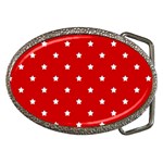 White Stars On Red Belt Buckle (Oval) Front