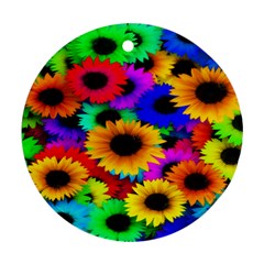 Colorful Sunflowers Round Ornament (two Sides) by StuffOrSomething