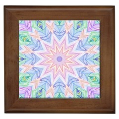 Soft Rainbow Star Mandala Framed Ceramic Tile by Zandiepants