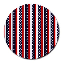 Patriot Stripes 8  Mouse Pad (round) by StuffOrSomething