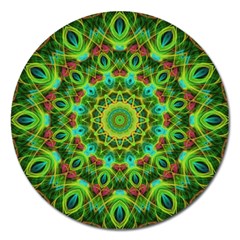 Peacock Feathers Mandala Magnet 5  (round) by Zandiepants