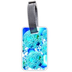 Blue Ice Crystals, Abstract Aqua Azure Cyan Luggage Tag (one Side) by DianeClancy