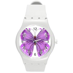 Purple Awareness Butterfly Plastic Sport Watch (medium) by FunWithFibro