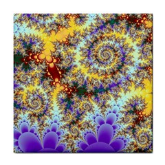 Desert Winds, Abstract Gold Purple Cactus  Ceramic Tile