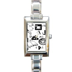 Books And Coffee Rectangular Italian Charm Watch by StuffOrSomething