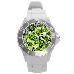 Retro Green Abstract Plastic Sport Watch (large) by StuffOrSomething