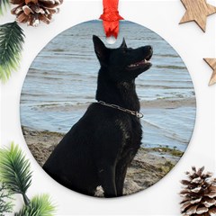 Black German Shepherd Round Ornament by StuffOrSomething