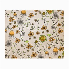 Yellow Whimsical Flowers  Glasses Cloth (small, Two Sided) by Zandiepants