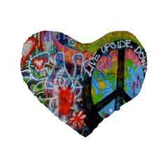 Prague Graffiti 16  Premium Heart Shape Cushion  by StuffOrSomething