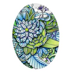 Peaceful Flower Garden Oval Ornament (two Sides)