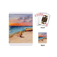 Alone On Sunset Beach Playing Cards (mini) by TonyaButcher