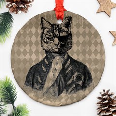 Harlequin Cat Round Ornament by StuffOrSomething