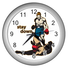 Stay Down Boxing Wall Clock (silver) by MegaSportsFan