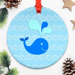 Playing In The Waves Round Ornament by StuffOrSomething